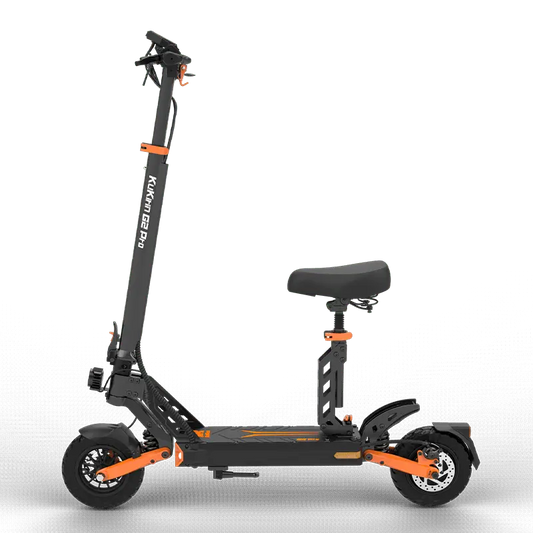 Side view of KuKirin G2 electric scooter showcasing sleek design and durable frame