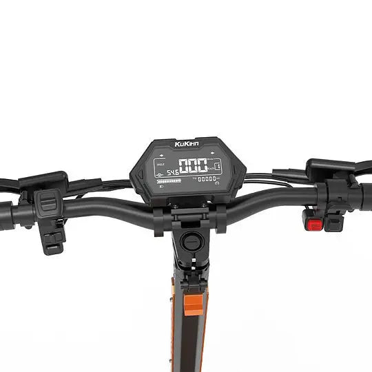 KuKirin G3 Pro electric scooter LCD dashboard showing speed, battery level, and riding modes